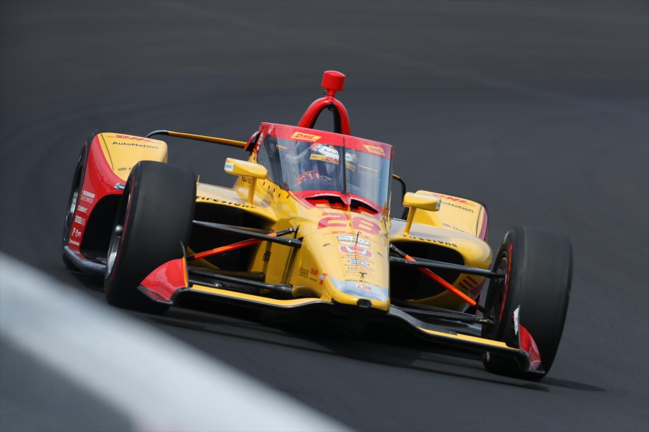 Ryan Hunter-Reay during practice for the Indianapolis 500 at the Indianapolis Motor Speedway Friday, August 14, 2020 -- Photo by: Matt Fraver