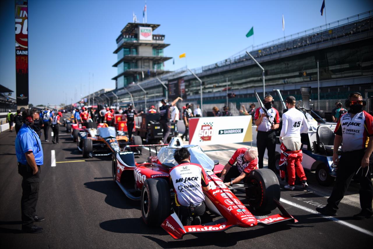 Spencer Pigot on the first day of qualifications for the Indianapolis 500 at the Indianapolis Motor Speedway Saturday, August 15, 2020 -- Photo by: James  Black