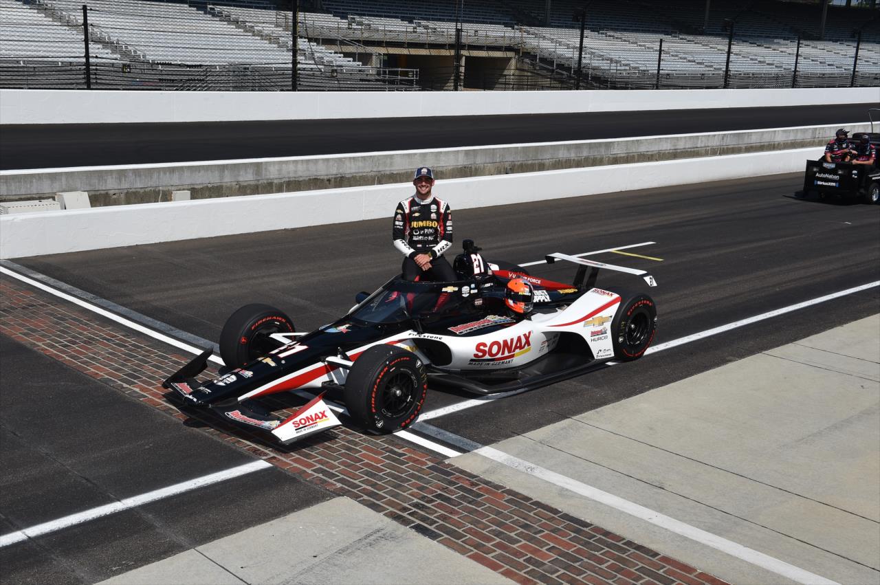 Rinus VeeKay on the first day of qualifications for the Indianapolis 500 at the Indianapolis Motor Speedway Saturday, August 15, 2020 -- Photo by: John Cote