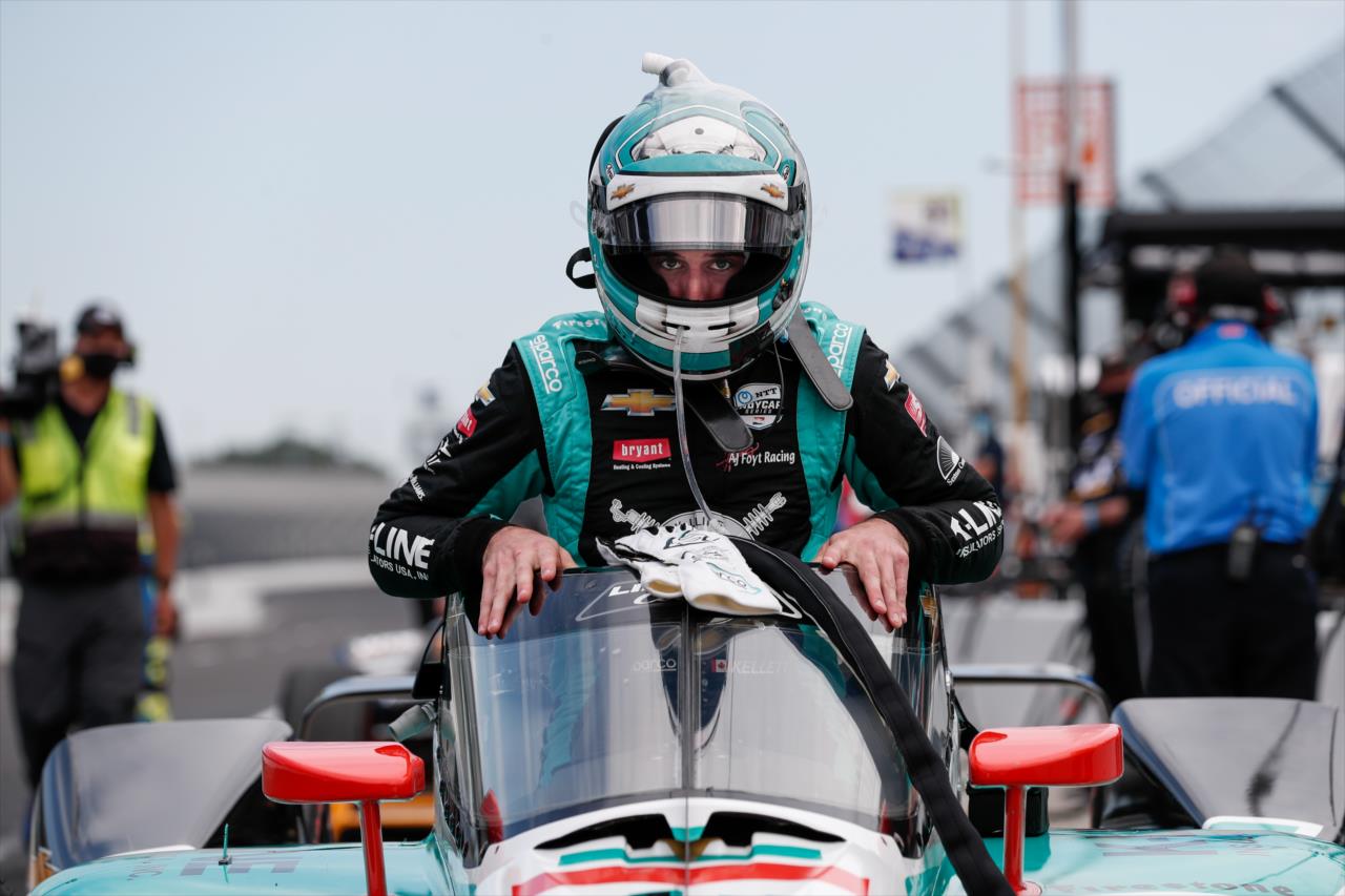 James Davison during practice for the Indianapolis 500 at the Indianapolis Motor Speedway Friday, August 14, 2020 -- Photo by: Joe Skibinski