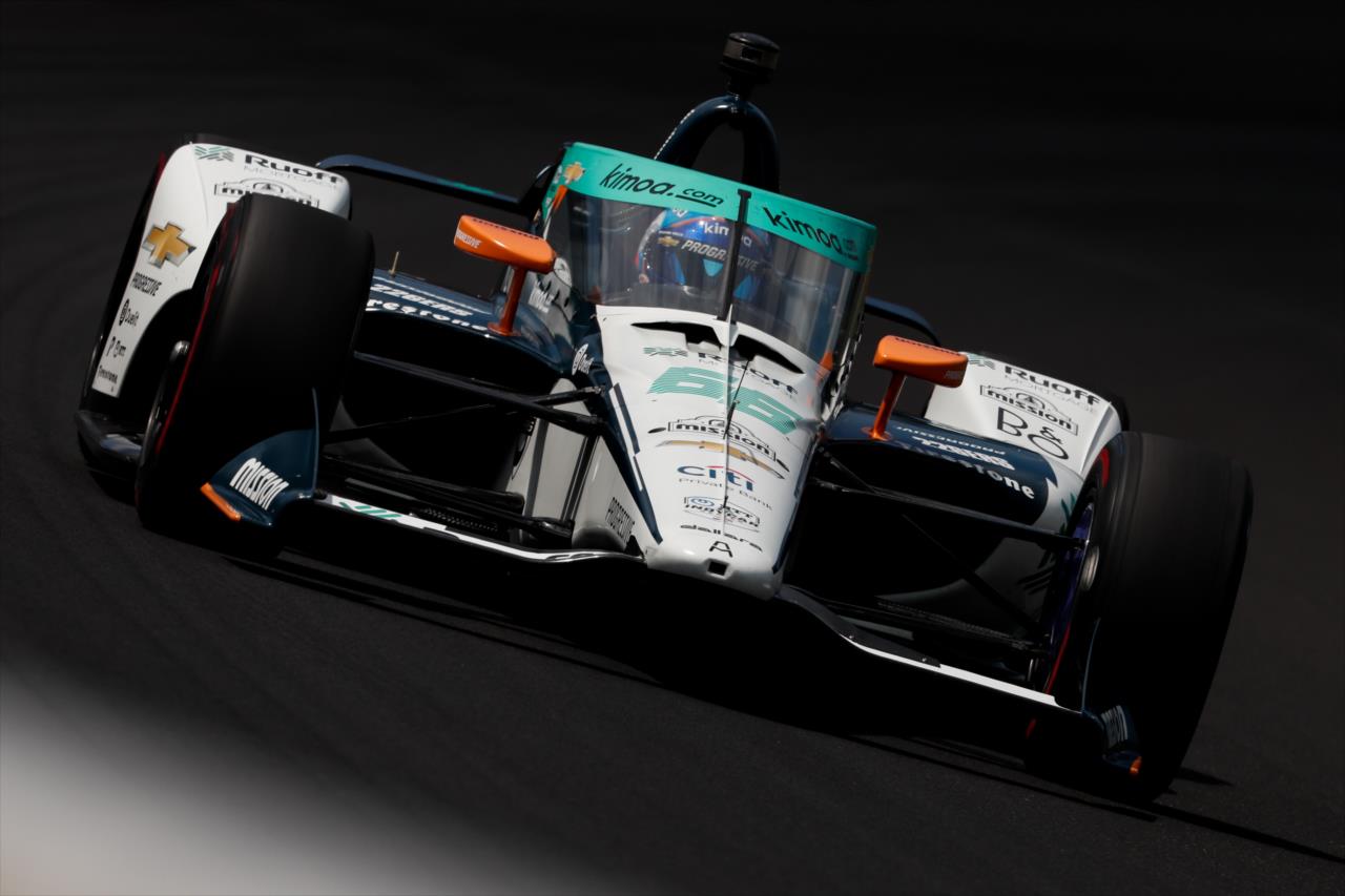 Fernando Alonso during practice for the Indianapolis 500 at the Indianapolis Motor Speedway Friday, August 14, 2020 -- Photo by: Joe Skibinski