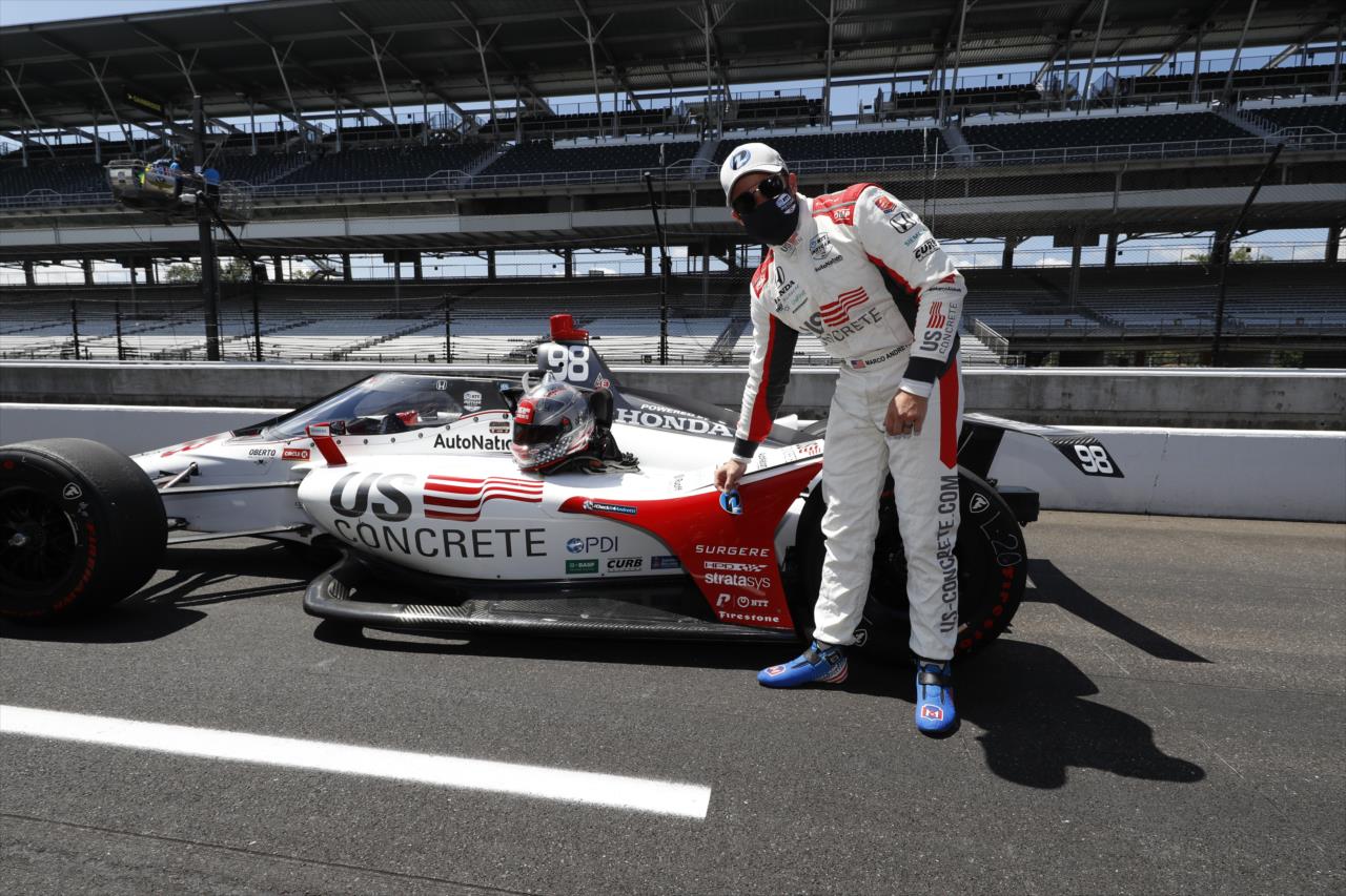Marco Andretti wins the Pole for the Indianapolis 500 at the Indianapolis Motor Speedway Sunday, August 16, 2020 -- Photo by: Chris Jones