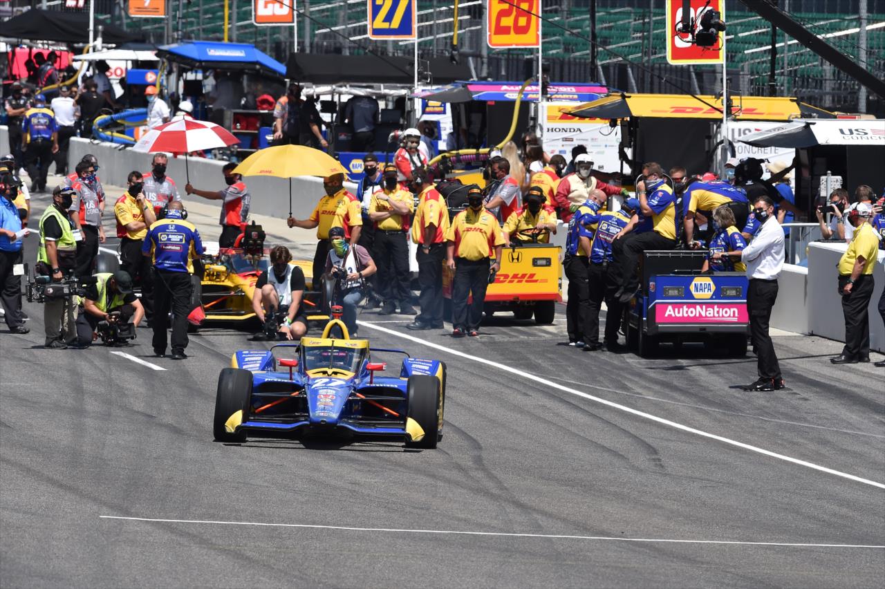 Alexander Rossi on Pole Day for the Indianapolis 500 at the Indianapolis Motor Speedway Sunday, August 16, 2020 -- Photo by: John Cote