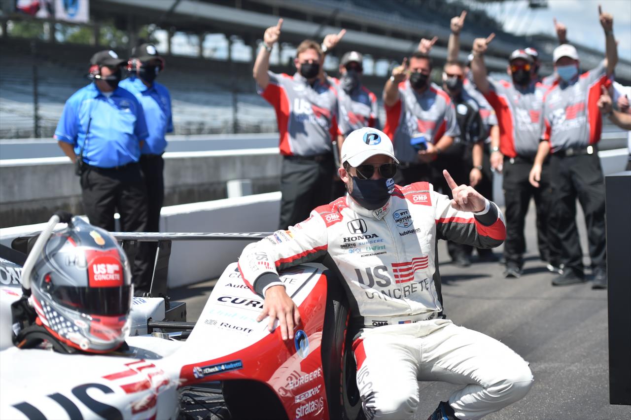 Marco Andretti wins the NTT P1 Award on Pole Day for the Indianapolis 500 at the Indianapolis Motor Speedway Sunday, August 16, 2020 -- Photo by: Chris Owens