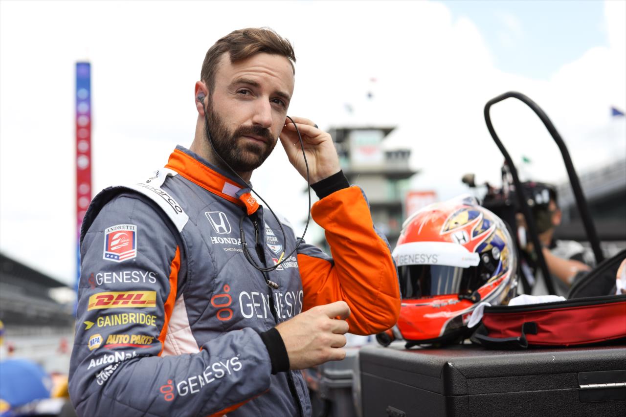 James Hinchcliffe on Pole Day for the Indianapolis 500 at the Indianapolis Motor Speedway Sunday, August 16, 2020 -- Photo by: Chris Owens