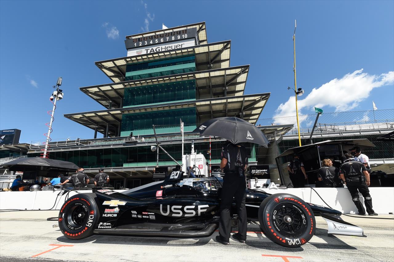 Ed Carpenter on Pole Day for the Indianapolis 500 at the Indianapolis Motor Speedway Sunday, August 16, 2020 -- Photo by: Chris Owens