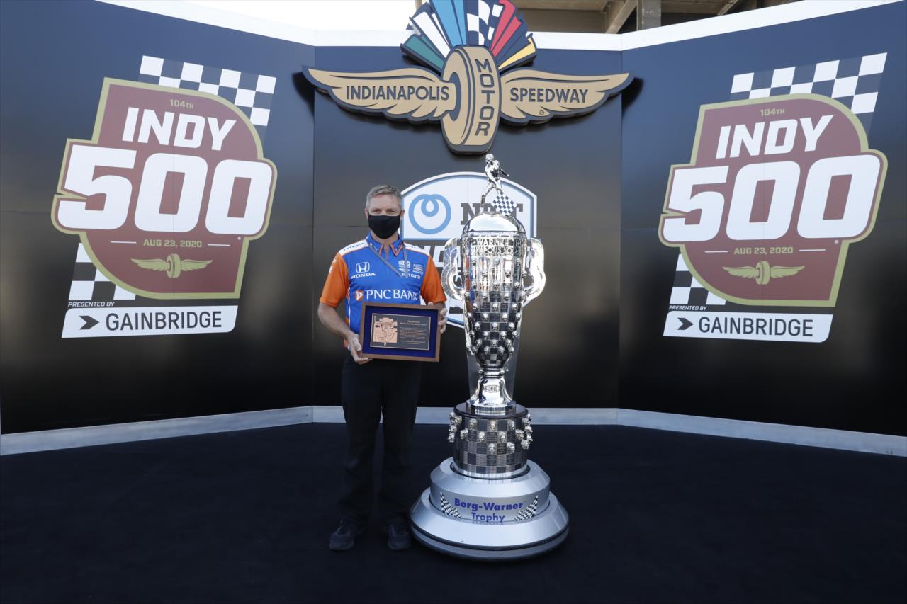 Clint Brawner Award Winner Blair Julian during Indianapolis 500 Miller Lite Carb Day at the Indianapolis Motor Speedway Friday, August 21, 2020 -- Photo by: Chris Jones