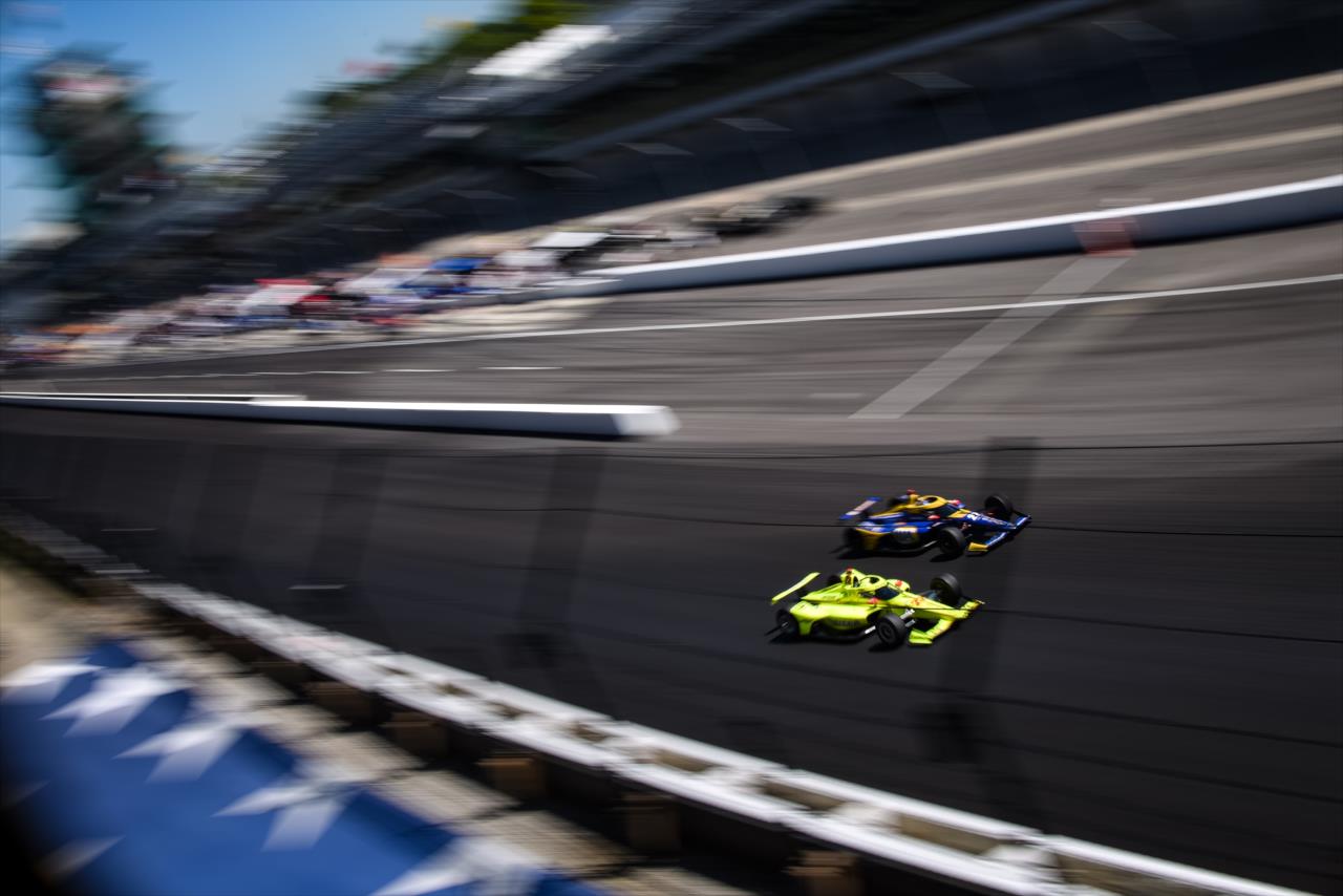 Alexander Rossi and Simon Pagenaud during Indianapolis 500 Miller Lite Carb Day at the Indianapolis Motor Speedway Friday, August 21, 2020 -- Photo by: James  Black