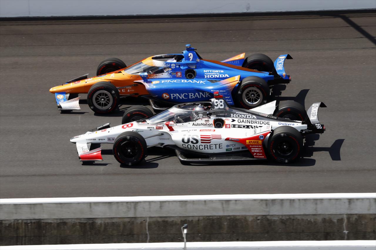 Marco Andretti and Scott Dixon at the 104th Running of the Indianapolis 500 presented by Gainbridge at the Indianapolis Motor Speedway Sunday, August 23, 2020 -- Photo by: Chris Jones