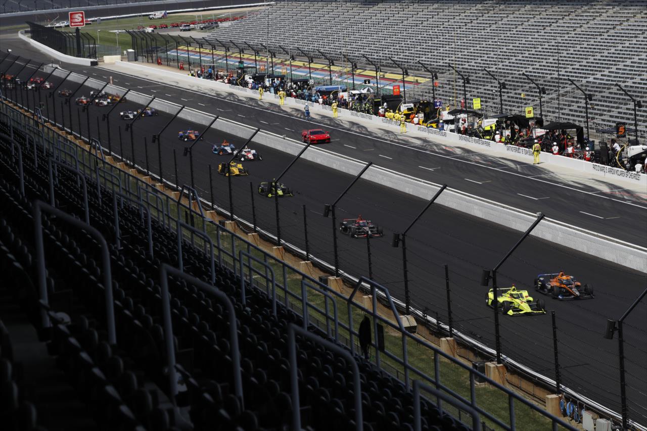 Race action at the 104th Running of the Indianapolis 500 presented by Gainbridge at the Indianapolis Motor Speedway Sunday, August 23, 2020 -- Photo by: Chris Jones
