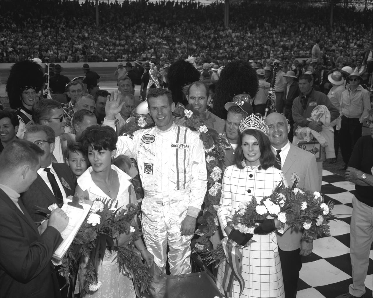 Bobby Unser in Victory Circle following his win in the 1968 Indianapolis 500