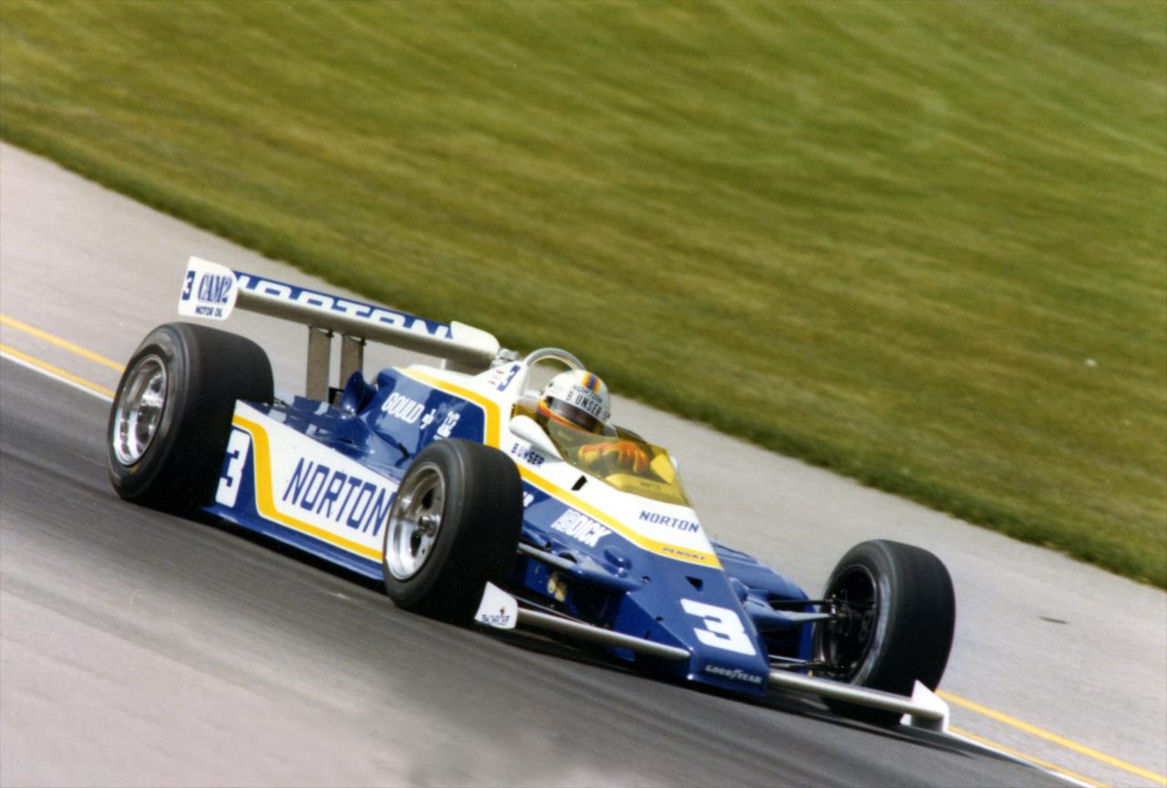 Bobby Unser on track during the 1981 Indianapolis 500, his third and final Indy 500 victory