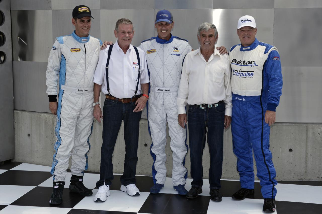 Five of the eight members of the Unser family who competed in INDYCAR SERIES events. L-to-R: Robby Unser, Bobby Unser, Johnny Unser, Al Unser and Al Unser Jr.