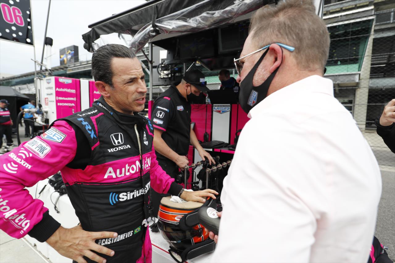 Helio Castroneves and Michael Shank - Indianapolis 500 Practice -- Photo by: Chris Jones