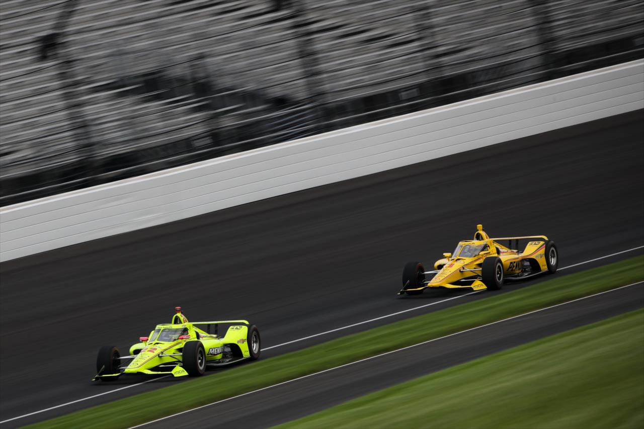 Simon Pagenaud and Scott McLaughlin - Indianapolis 500 Practice -- Photo by: Joe Skibinski