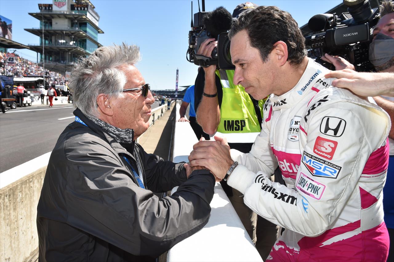 Mario Andretti and Helio Castroneves - Indianapolis 500 presented by Gainbridge -- Photo by: Chris Owens
