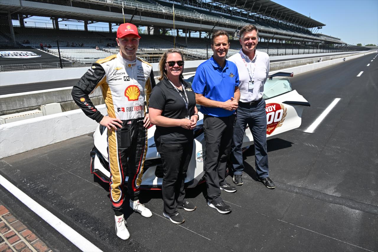 Josef Newgarden, Sarah Fisher, Dave Calabro and Chris Widlic - Indianapolis 500 Practice - By: John Cote -- Photo by: John Cote