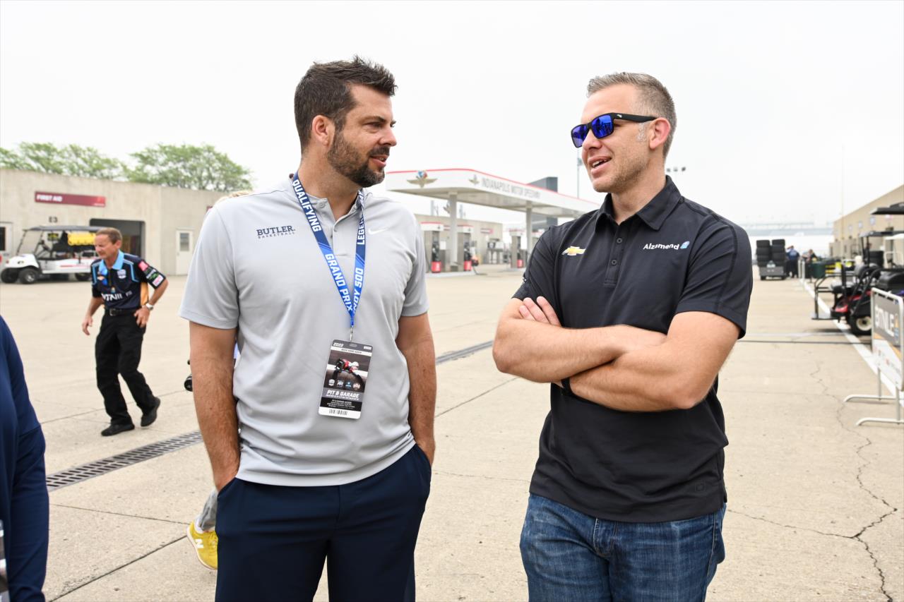 Ed Carpenter with Butler Women's Head Basketball Coach Austin Parkinson - Indianapolis 500 Practice - By: James Black -- Photo by: James  Black