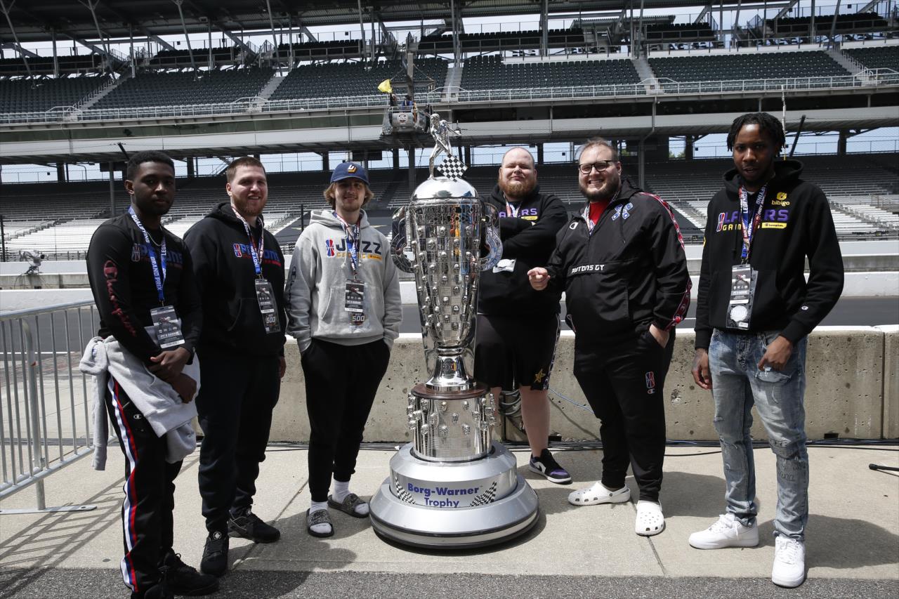 NBA Y2K Players with the Borg-Warner Trophy - Indianapolis 500 Practice - By: Chris Jones -- Photo by: Chris Jones