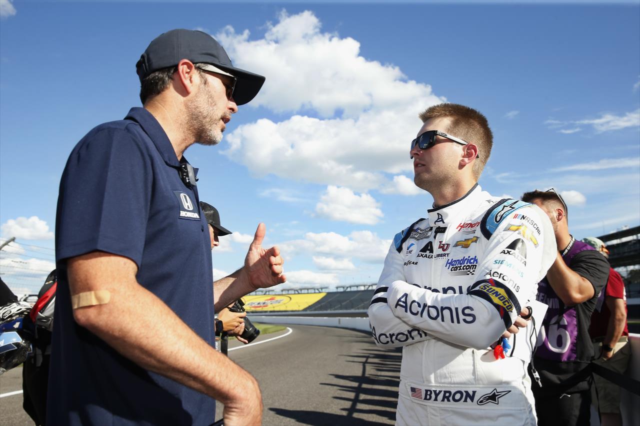 Jimmie Johnson and William Byron - Gallagher Grand Prix - By: Chris Jones -- Photo by: Chris Jones