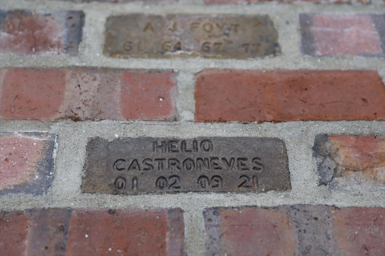 Helio Castroneves 4 Time Winner Brick at Yard of Bricks - By: Chris Jones -- Photo by: Chris Jones