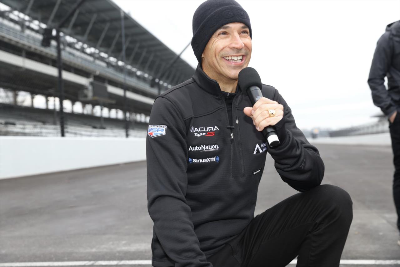 Helio Castroneves at unveiling of his 4 Time Winner Brick at Yard of Bricks - By: Chris Jones -- Photo by: Chris Jones