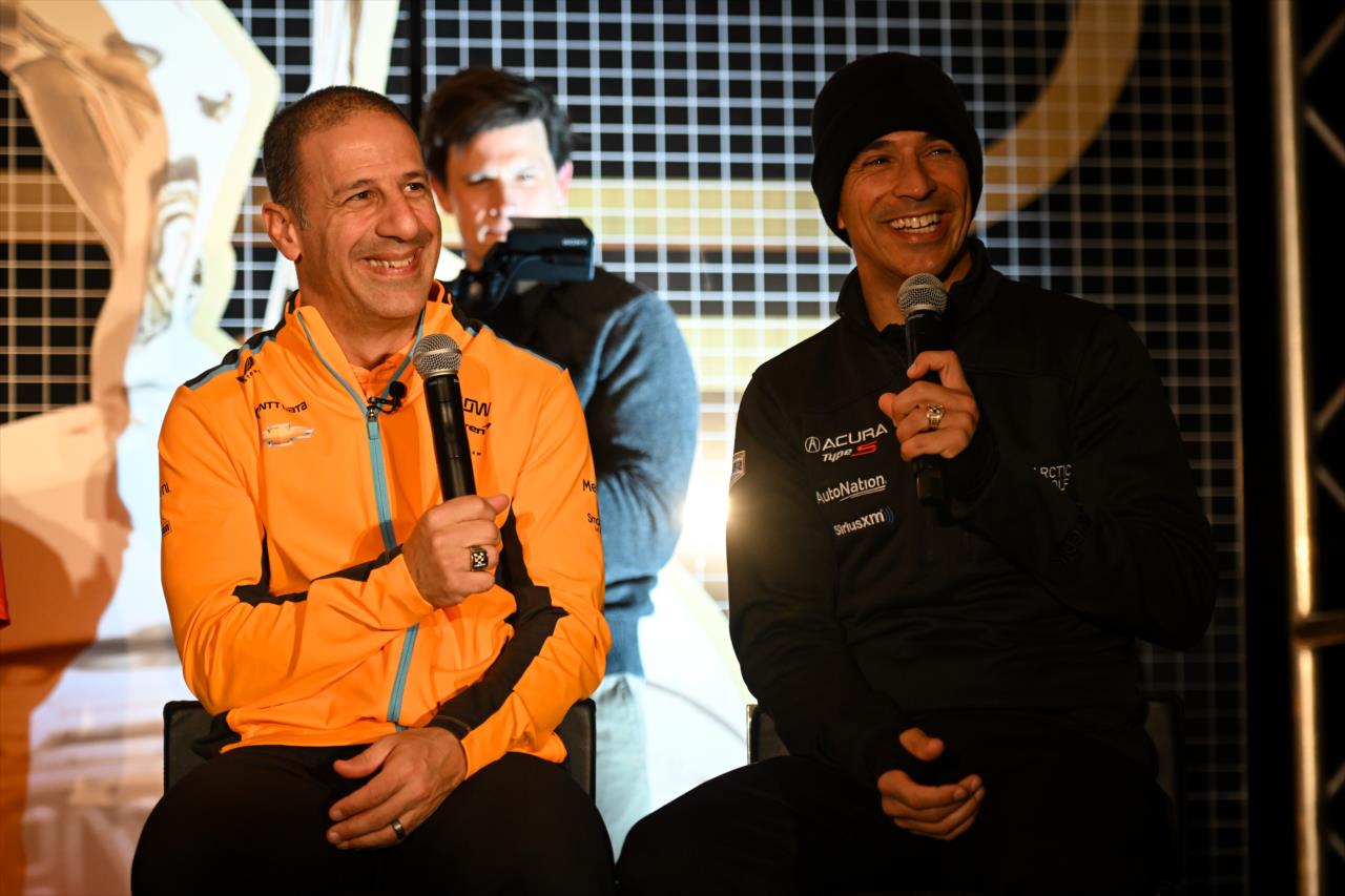 Tony Kanaan and Helio Castroneves at Indy 500 - 100 Days Out Fan Party - By: James Black -- Photo by: James  Black