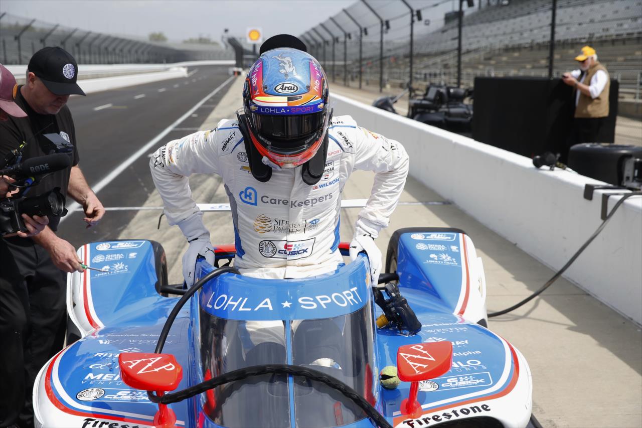 Stefan Wilson gets in his car at Indianapolis. - Indianapolis 500 Open Test - By: Chris Jones -- Photo by: Chris Jones