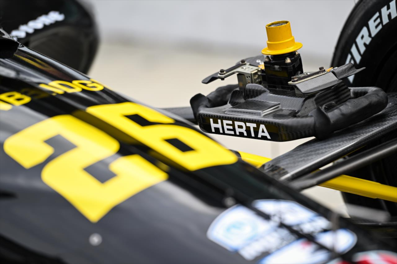Colton Herta's steering wheel on pit road. - Indianapolis 500 Open Test - By: James Black -- Photo by: James  Black