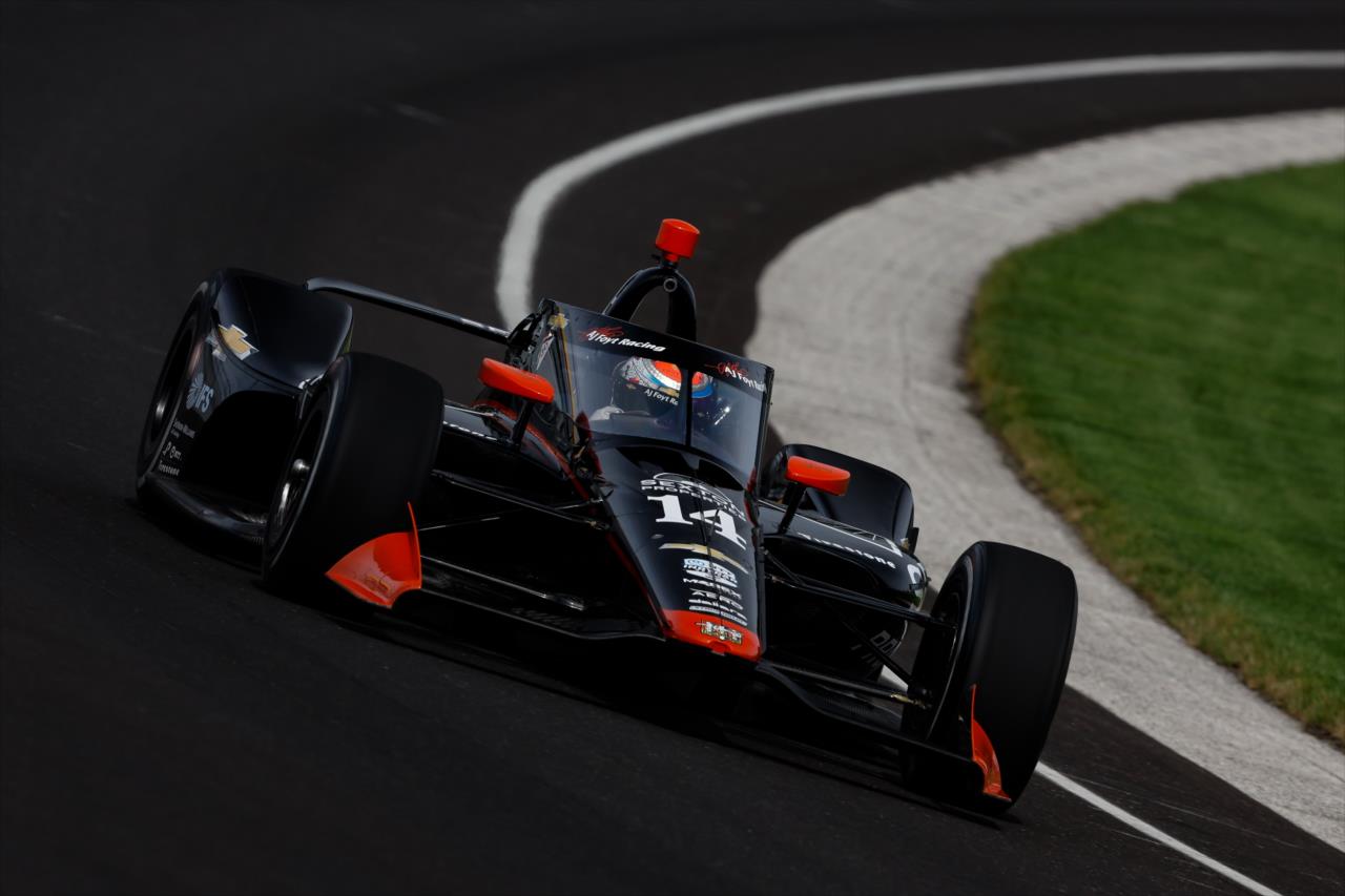 Santino Ferrucci at speed. - Indianapolis 500 Open Test - By: Joe Skibinski -- Photo by: Joe Skibinski