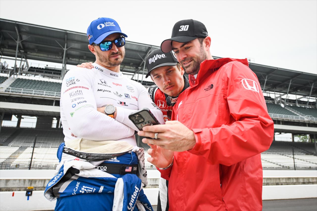 Graham Rahal, Christian Lundgaard and Jack Harvey - Indianapolis 500 Practice - By: James Black -- Photo by: James  Black