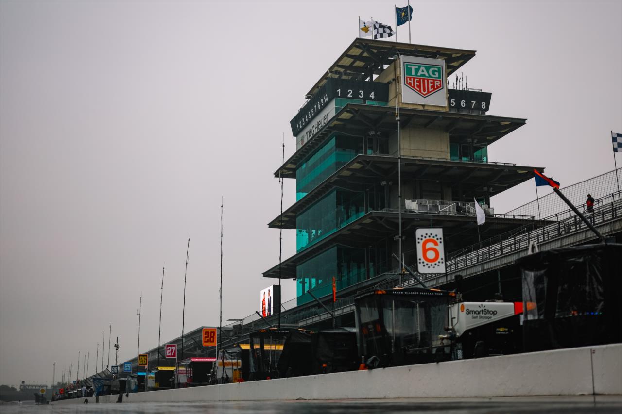 Pagoda on a rainy day- Indianapolis 500 Practice - By: Joe Skibinski -- Photo by: Joe Skibinski