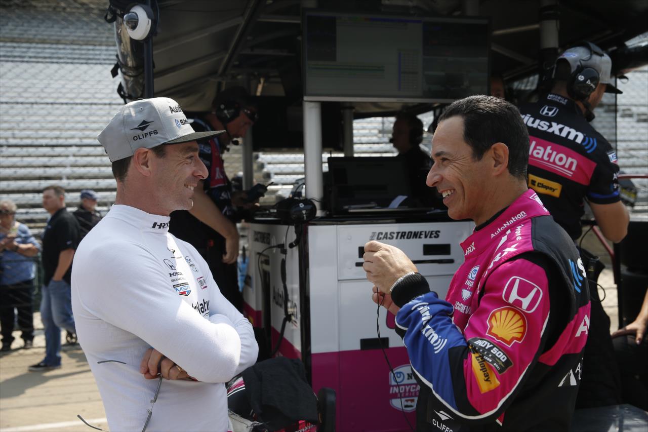 Simon Pagenaud and Helio Castroneves - Indianapolis 500 Practice - By: Chris Jones -- Photo by: Chris Jones