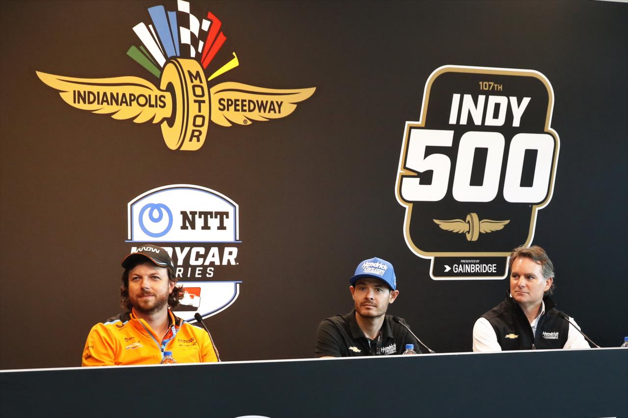 Gavin Ward, Kyle Larson and Jeff Gordon - Indianapolis 500 Practice - By: Chris Jones -- Photo by: Chris Jones