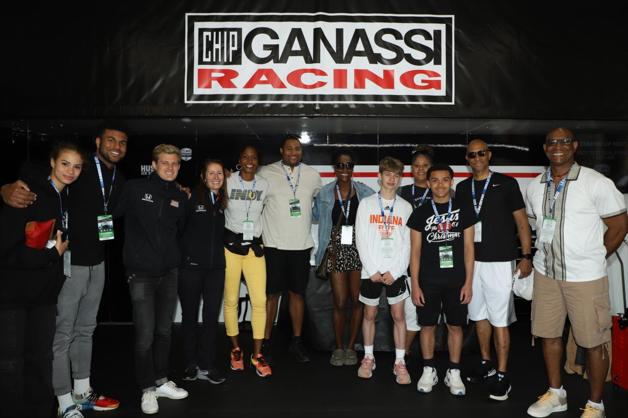 Tamika Catchings and family with Marcus Ericsson - Indianapolis 500 Qualifying Day 1 - By: Matt Fraver -- Photo by: Matt Fraver