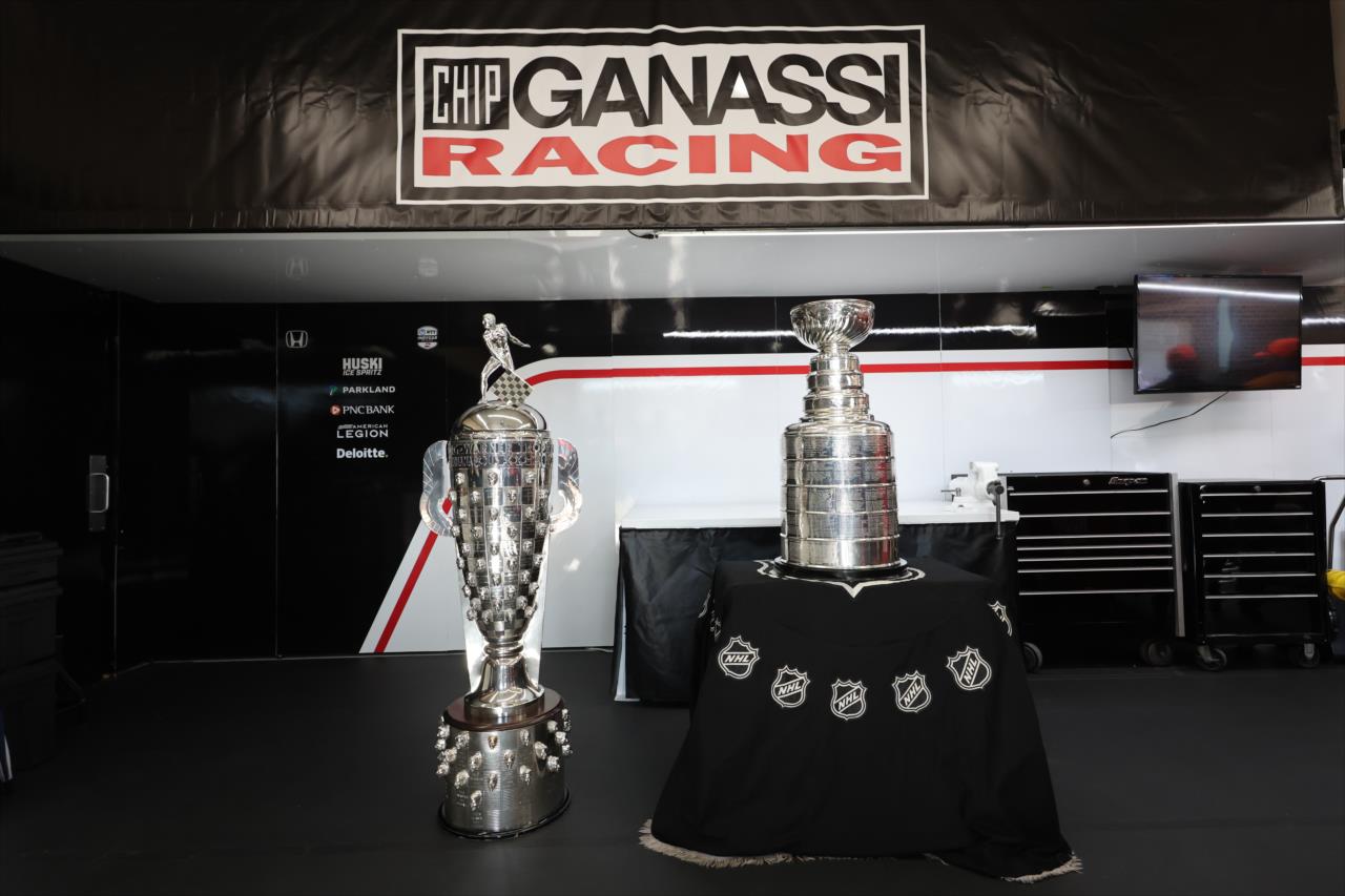 The Borg-Warner Trophy and the NHL Stanley Cup - PPG Presents Armed Forces Qualifying - By: Chris Owens -- Photo by: Chris Owens