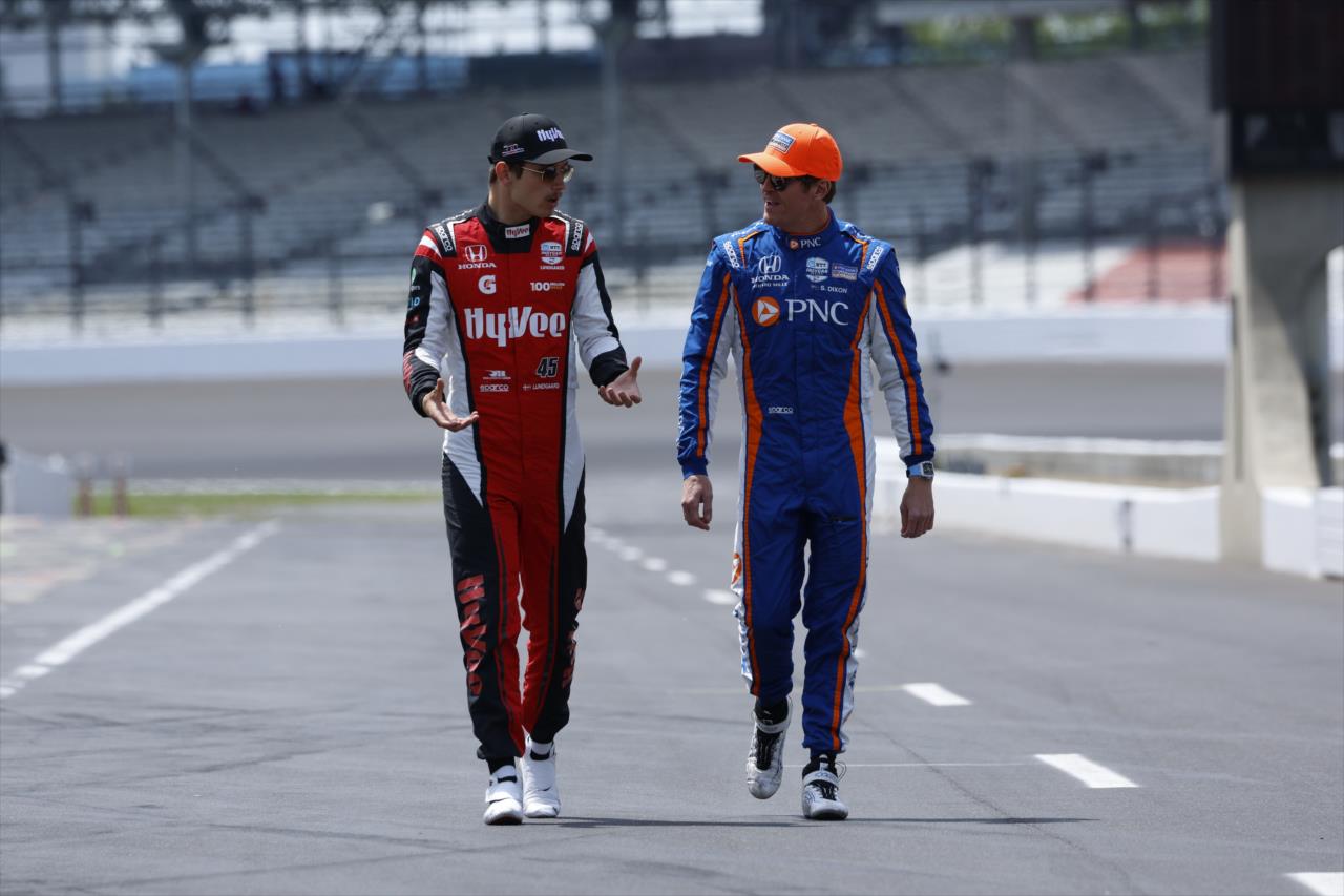 Christian Lundgaard and Scott Dixon - Indianapolis 500 Practice - By: Chris Jones -- Photo by: Chris Jones