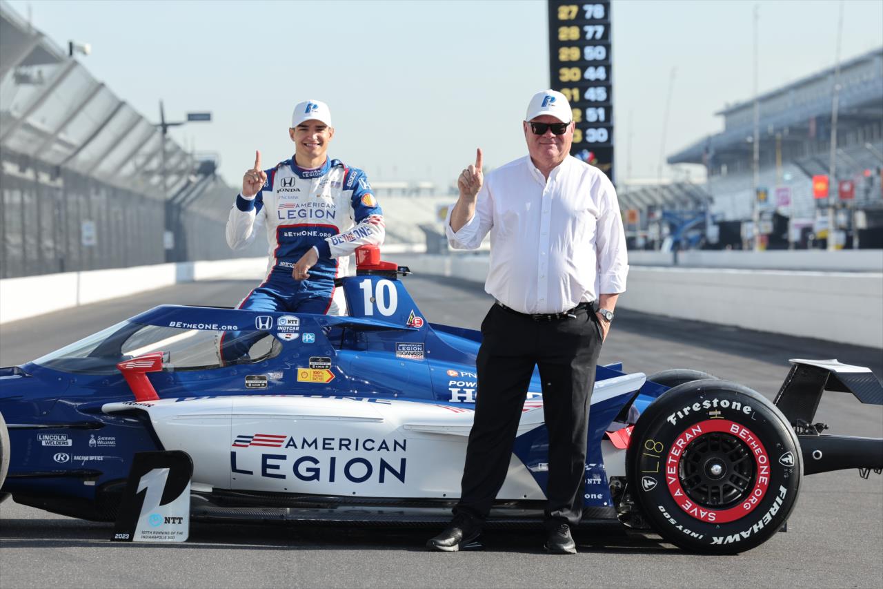Alex Palou and Chip Ganassi - Indianapolis 500 Front Row Photoshoot - By: Chris Owens -- Photo by: Chris Owens