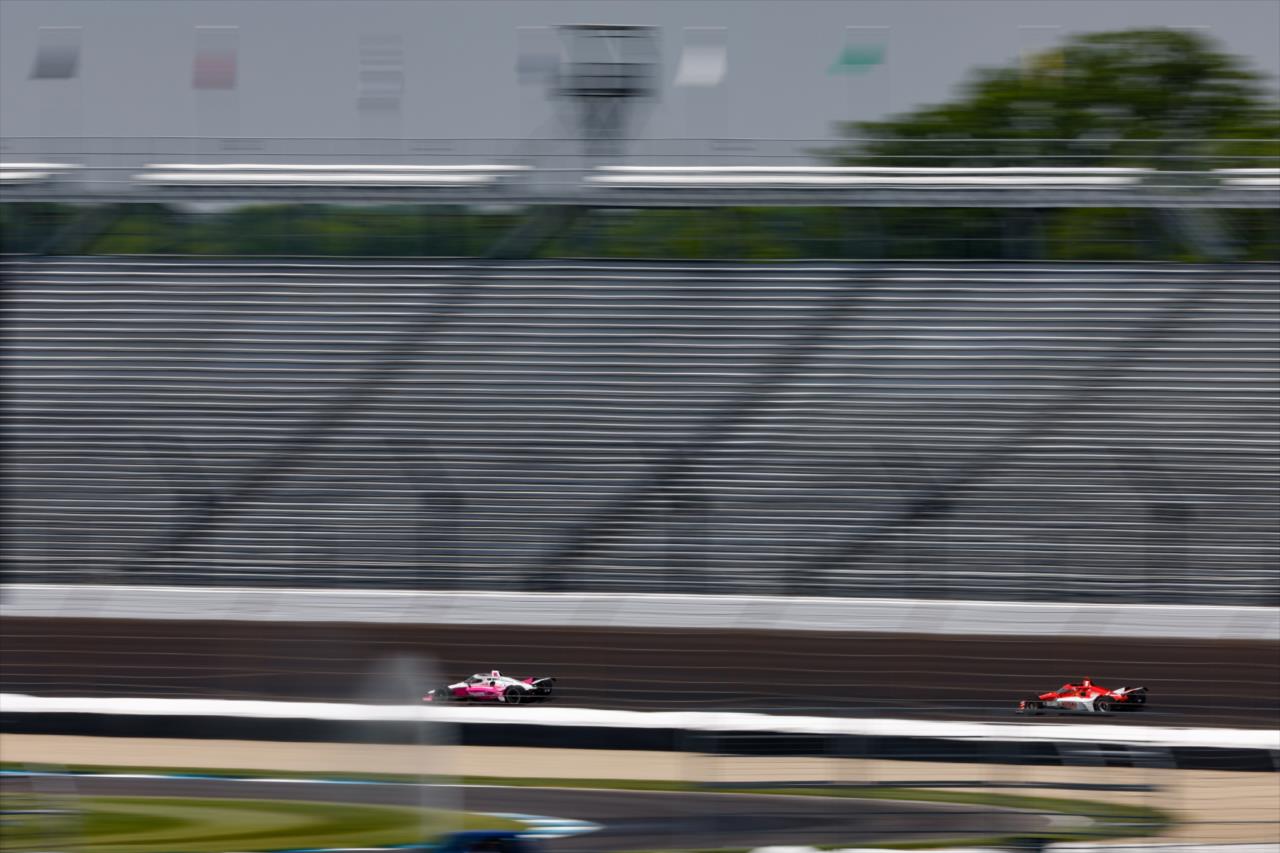Helio Castroneves and Marcus Ericsson - Indianapolis 500 Practice - By: Joe Skibinski -- Photo by: Joe Skibinski