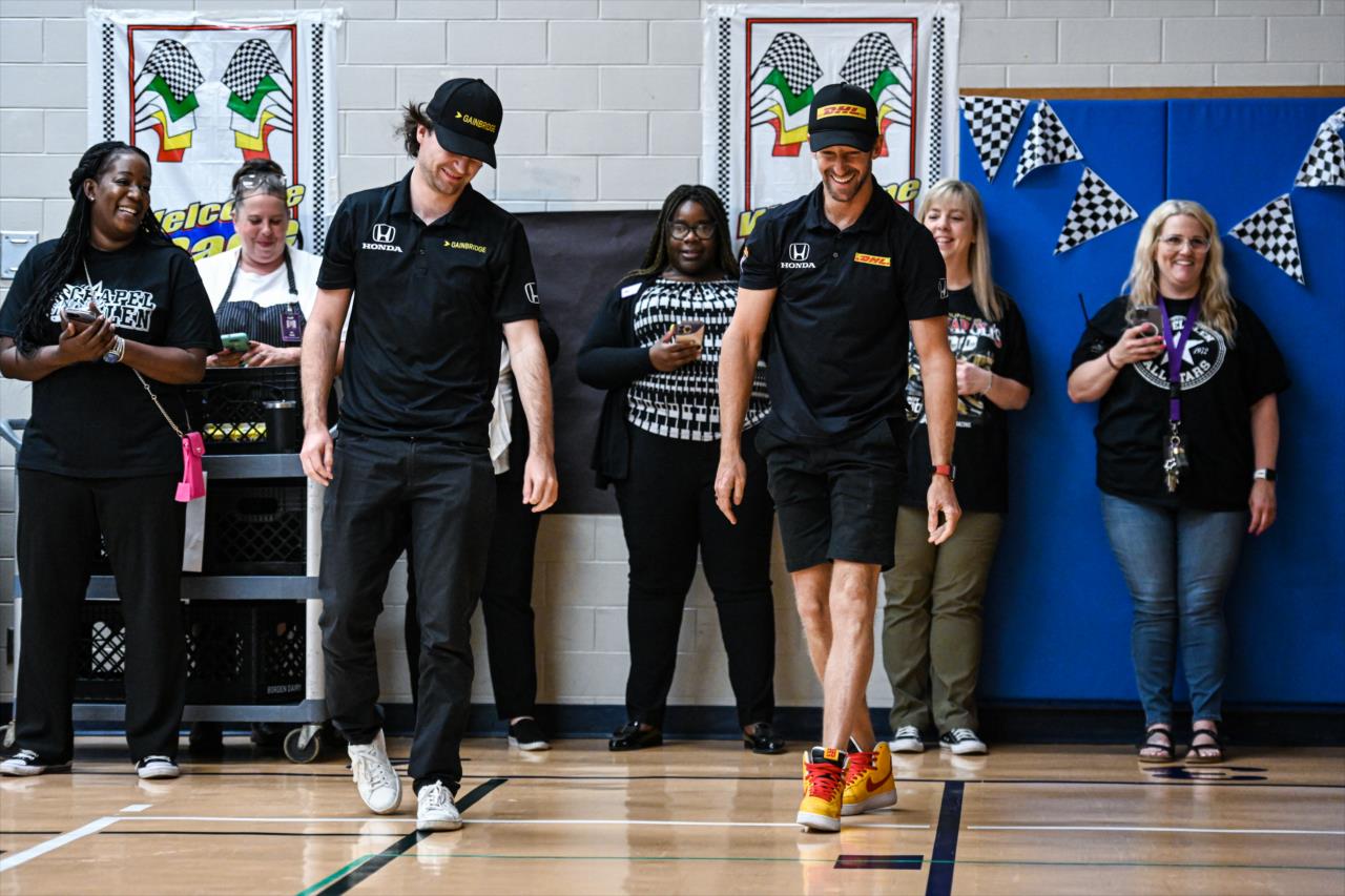 Romain Grosjean and Colton Herta - Indianapolis 500 Community Day - By: James Black -- Photo by: James  Black