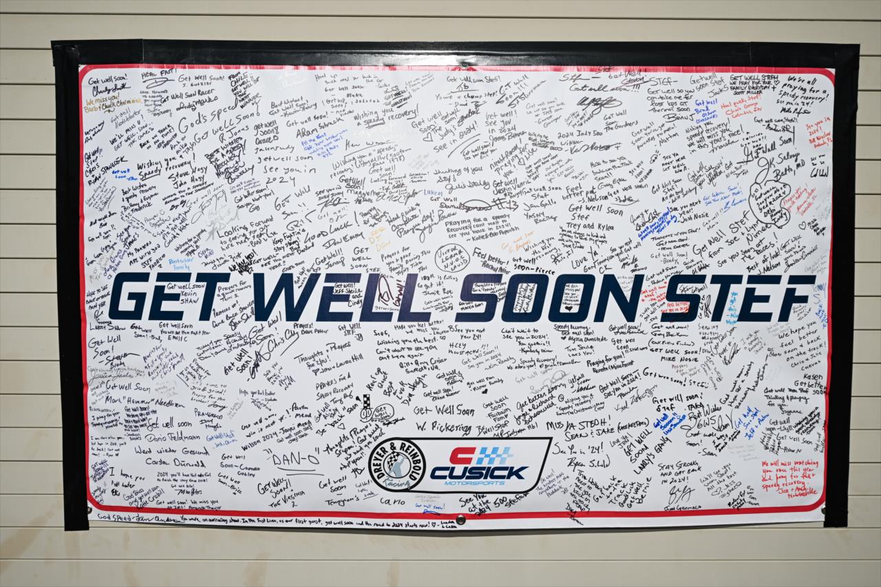 Signed Get Well Soon Sign for Stefan Wilson - Miller Lite Carb Day - By: James Black -- Photo by: James  Black