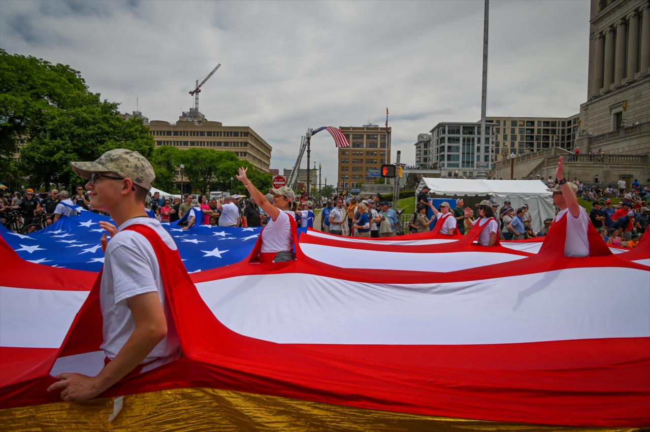 Flag bearers - 500 Festival Parade - By: Doug Mathews -- Photo by: Doug Mathews