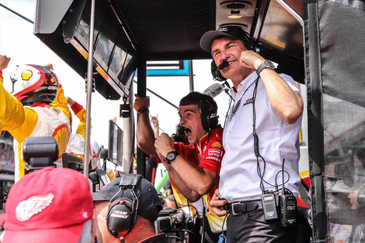 Tim Cindric begins the celebration - 107th Running of the Indianapolis 500 Presented By Gainbridge - By: Aaron Skillman -- Photo by: Aaron Skillman