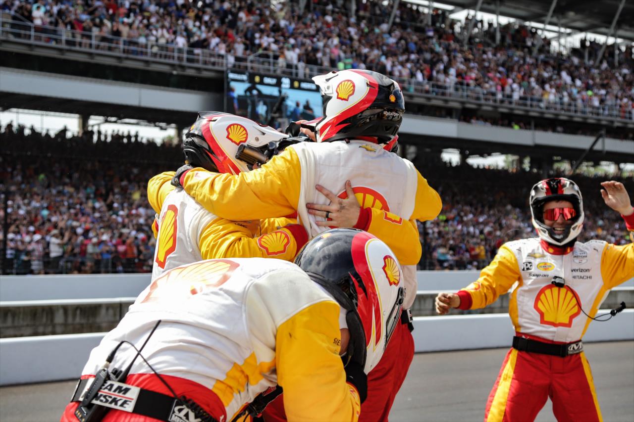 Team Penske celebrates - 107th Running of the Indianapolis 500 Presented By Gainbridge - By: Aaron Skillman -- Photo by: Aaron Skillman