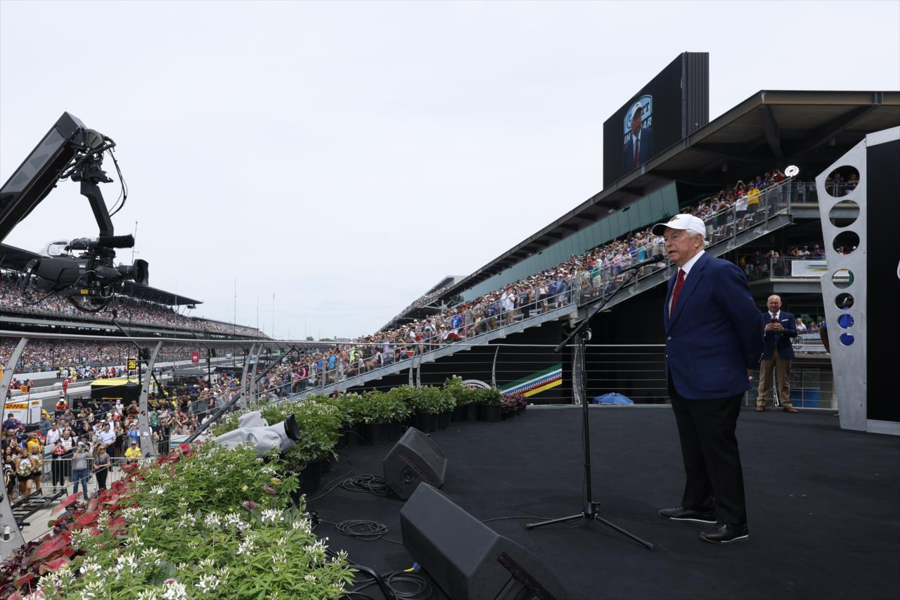 Roger Penske with the command - 107th Running of the Indianapolis 500 Presented By Gainbridge - By: Chris Jones -- Photo by: Chris Jones