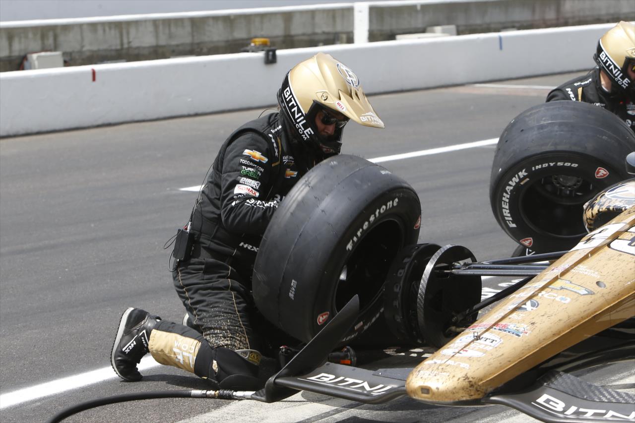 Crew goes to work on Ed Carpenter's car - 107th Running of the Indianapolis 500 Presented By Gainbridge - By: Chris Jones -- Photo by: Chris Jones