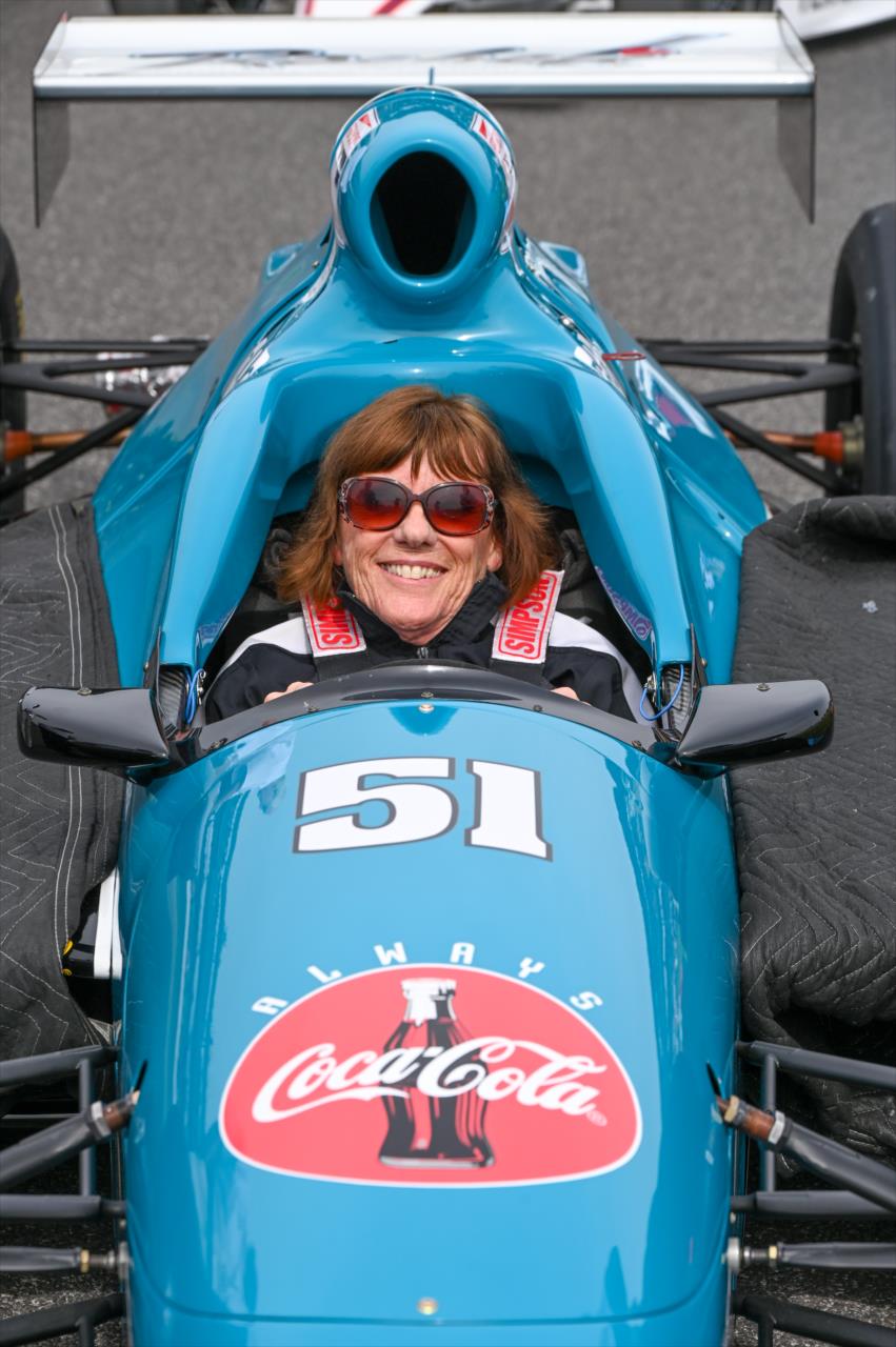 Lyn St. James drives Eddie Cheever's winning car from 1998 - 107th Running of the Indianapolis 500 Presented By Gainbridge - By: Doug Mathews -- Photo by: Doug Mathews