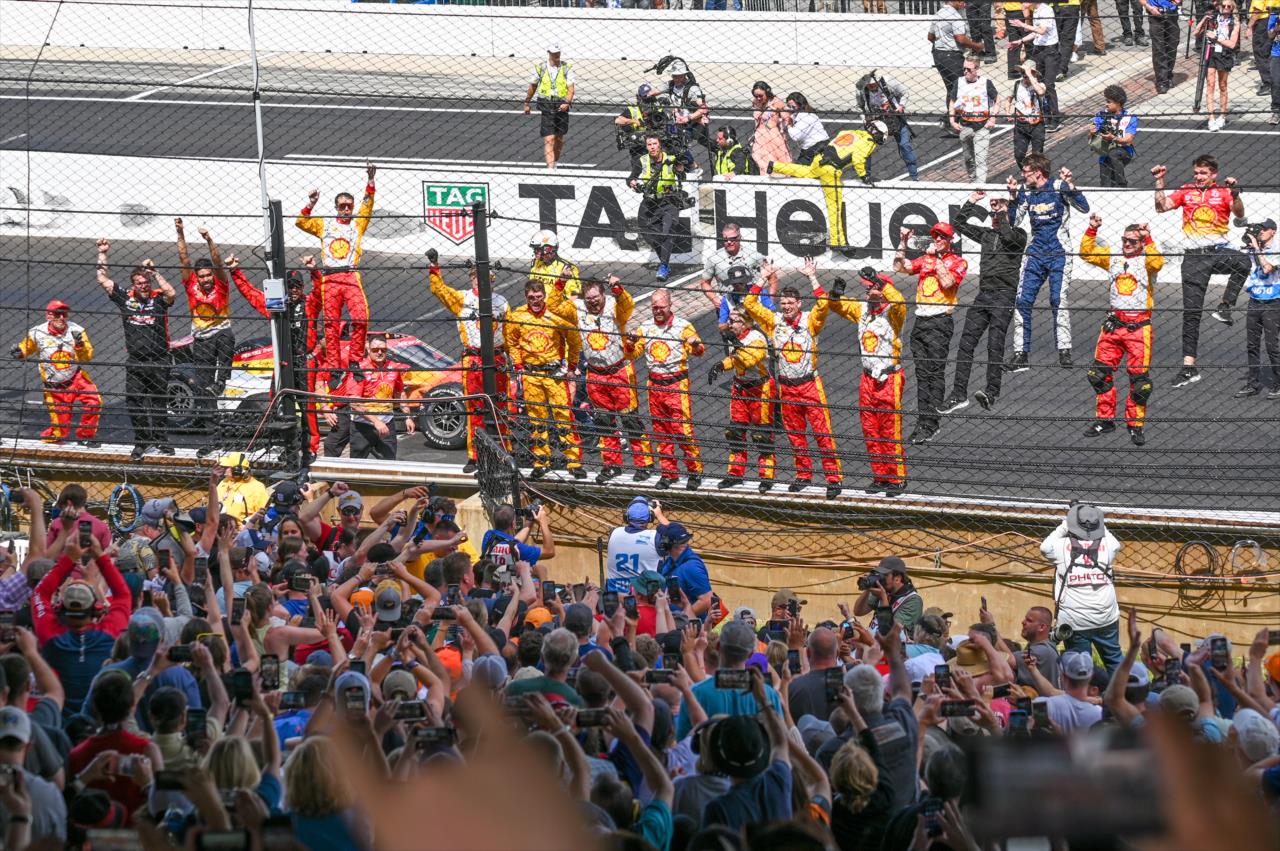 Josef Newgarden and Team Penske celebrate - 107th Running of the Indianapolis 500 Presented By Gainbridge - By: Doug Mathews -- Photo by: Doug Mathews