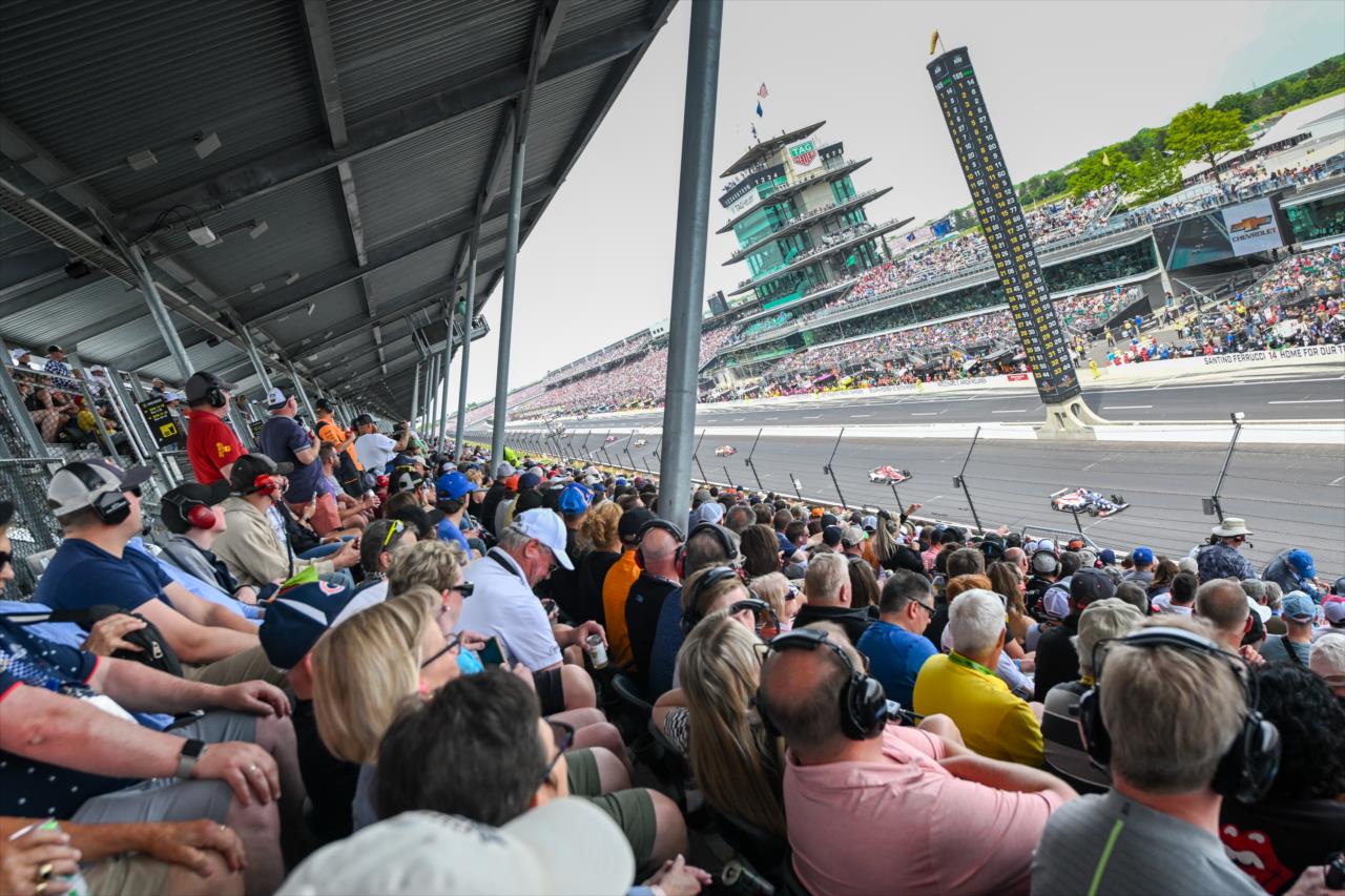 Santino Ferrucci leads - 107th Running of the Indianapolis 500 Presented By Gainbridge - By: Doug Mathews -- Photo by: Doug Mathews