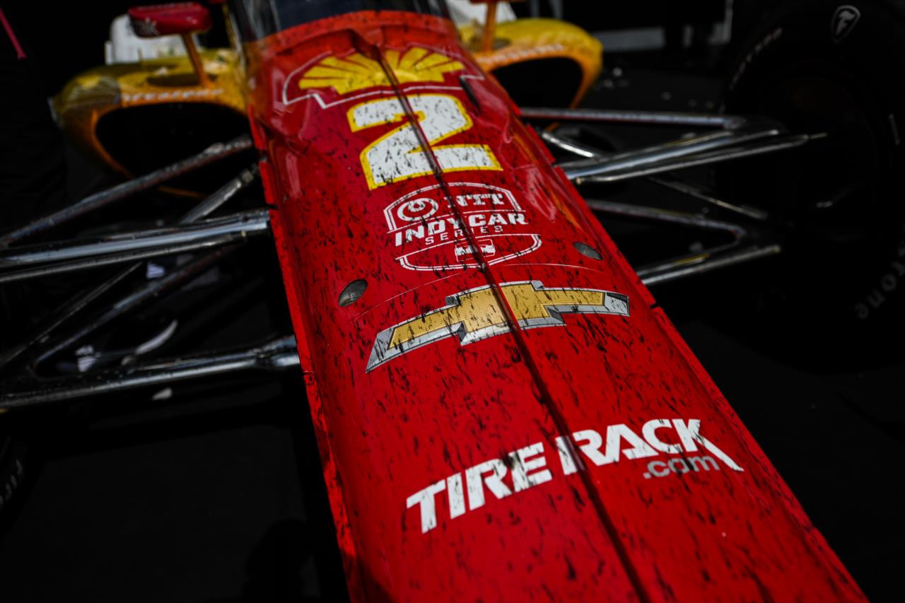 Battle scars on Josef Newgarden's winning car - 107th Running of the Indianapolis 500 Presented By Gainbridge - By: James Black -- Photo by: James  Black